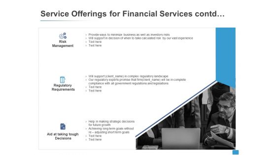 Service Offerings For Financial Services Contd Ppt PowerPoint Presentation Icon Slide