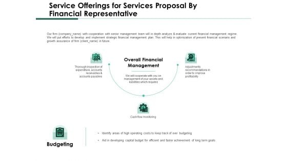 Service Offerings For Services Proposal By Financial Representative Sample PDF