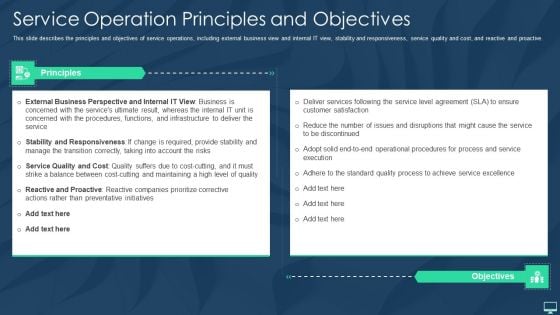 Service Operation Principles And Objectives Ppt Styles Ideas PDF