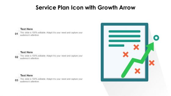 Service Plan Icon With Growth Arrow Ppt PowerPoint Presentation Gallery Portrait PDF