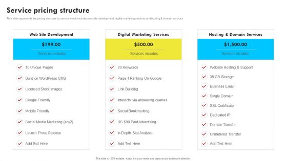 Service Pricing Structure Web Design And Development Company Profile Diagrams PDF