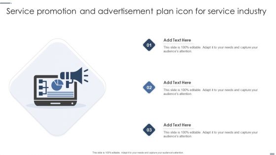 Service Promotion And Advertisement Plan Icon For Service Industry Icons PDF