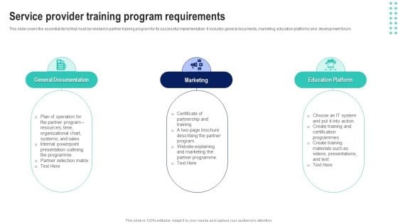 Service Provider Training Program Requirements Inspiration PDF