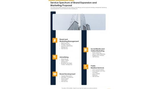 Service Spectrum Of Brand Expansion And Marketing Proposal One Pager Sample Example Document Service Spectrum Of Brand Expansion And Marketing Proposal One Pager Sample Example Document