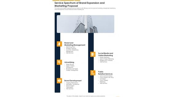 Service Spectrum Of Brand Expansion And Marketing Proposal One Pager Sample Example Document