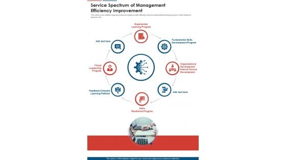 Service Spectrum Of Management Efficiency Improvement One Pager Sample Example Document Service Spectrum Of Management Efficiency Improvement One Pager Sample Example Document
