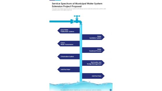 Service Spectrum Of Municipal Water System Extension Project Proposal One Pager Sample Example Document