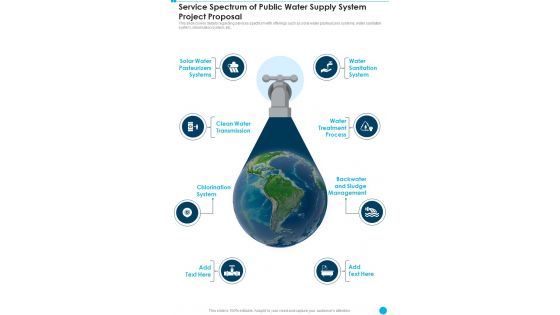 Service Spectrum Of Public Water Supply System Project Proposal One Pager Sample Example Document