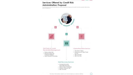 Services Offered By Credit Risk Administration Proposal One Pager Sample Example Document