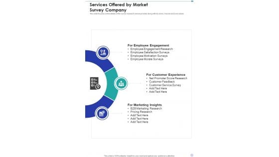 Services Offered By Market Survey Company One Pager Sample Example Document