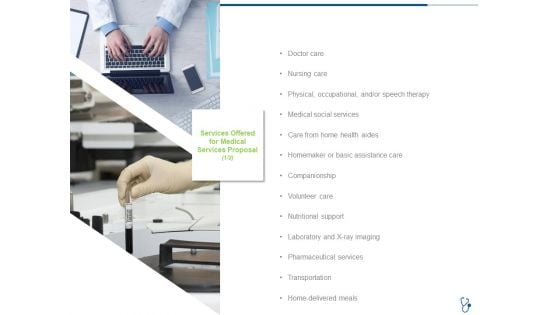 Services Offered For Medical Services Proposal Ppt Infographics Gallery PDF