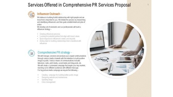 Services Offered In Comprehensive PR Services Proposal Ppt PowerPoint Presentation Infographics Layout Services Offered In Comprehensive PR Services Proposal Ppt PowerPoint Presentation Infographics Layout