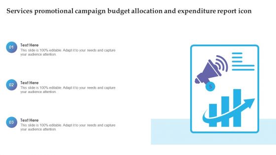 Services Promotional Campaign Budget Allocation And Expenditure Report Icon Sample PDF