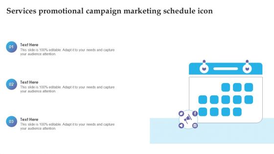 Services Promotional Campaign Marketing Schedule Icon Formats PDF