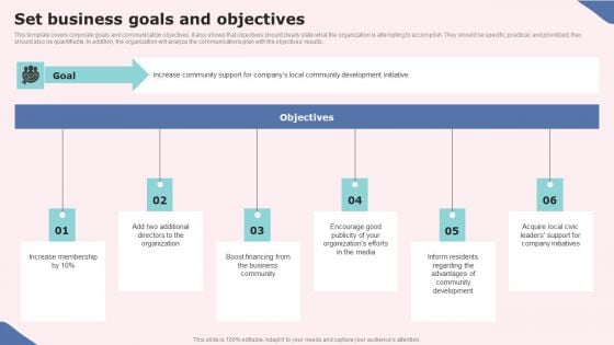 Set Business Goals And Objectives Diagrams PDF