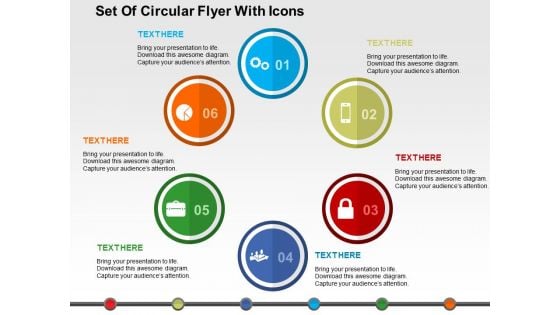 Set Of Circular Flyer With Icons PowerPoint Templates