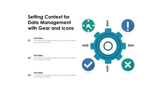 Setting Context For Data Management With Gear And Icons Ppt PowerPoint Presentation Gallery Portrait PDF