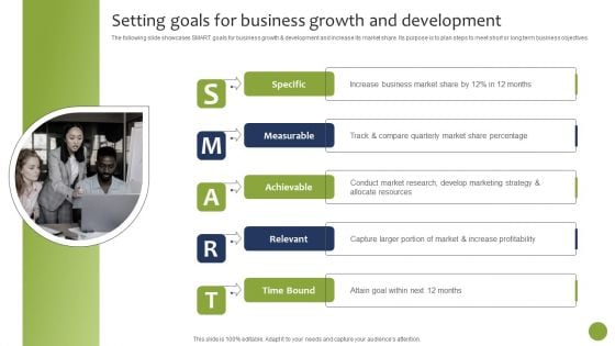 Setting Goals For Business Growth And Development Clipart PDF