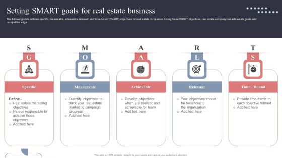 Setting SMART Goals For Real Estate Business Template PDF