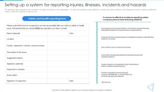 Setting Up A System For Reporting Injuries Illnesses Incidents And Hazards Information PDF