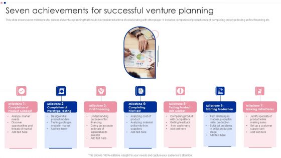 Seven Achievements For Successful Venture Planning Ppt Infographic Template Example Introduction PDF