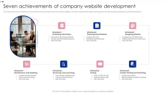 Seven Achievements Of Company Website Development Ppt Infographics Slideshow PDF