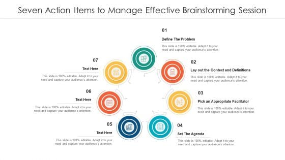 Seven Action Items To Manage Effective Brainstorming Session Ppt PowerPoint Presentation Gallery Format PDF