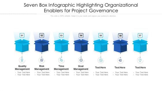 Seven Box Infographic Highlighting Organizational Enablers For Project Governance Ppt PowerPoint Presentation Gallery Master Slide PDF
