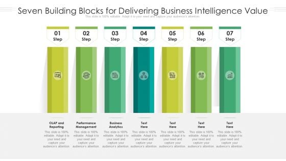 Seven Building Blocks For Delivering Business Intelligence Value Ppt PowerPoint Presentation Gallery Maker PDF