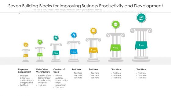 Seven Building Blocks For Improving Business Productivity And Development Ppt PowerPoint Presentation File Styles PDF