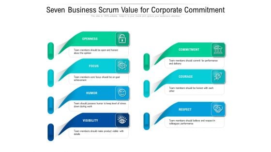 Seven Business Scrum Value For Corporate Commitment Ppt PowerPoint Presentation Show Objects PDF