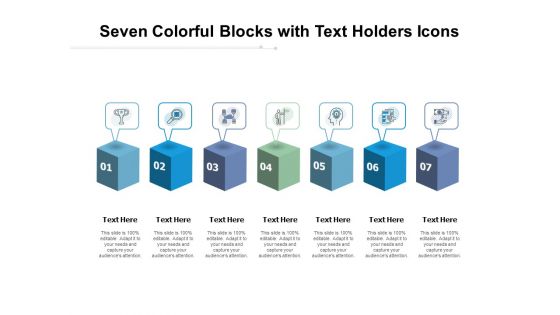 Seven Colorful Blocks With Text Holders Icons Ppt PowerPoint Presentation Layouts Good
