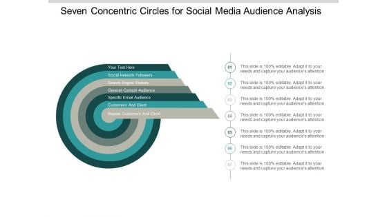 Seven Concentric Circles For Social Media Audience Analysis Ppt PowerPoint Presentation Ideas Model