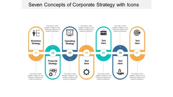 Seven Concepts Of Corporate Strategy With Icons Ppt Powerpoint Presentation Show Icon