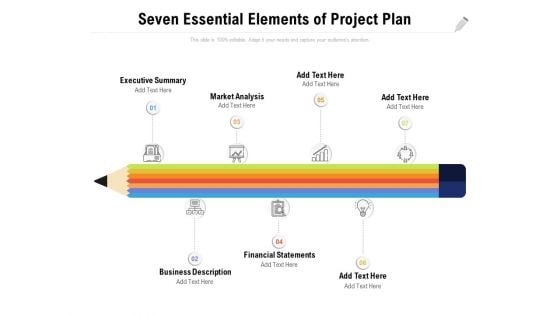 Seven Essential Elements Of Project Plan Ppt PowerPoint Presentation Ideas Background Image