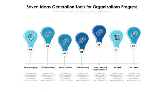 Seven Ideas Generation Tools For Organizations Progress Ppt PowerPoint Presentation Model Graphics Design PDF