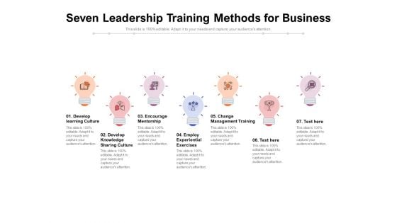 Seven Leadership Training Methods For Business Ppt PowerPoint Presentation Outline Icons PDF