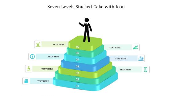 Seven Levels Stacked Cake With Icon Ppt PowerPoint Presentation Gallery Background Designs PDF