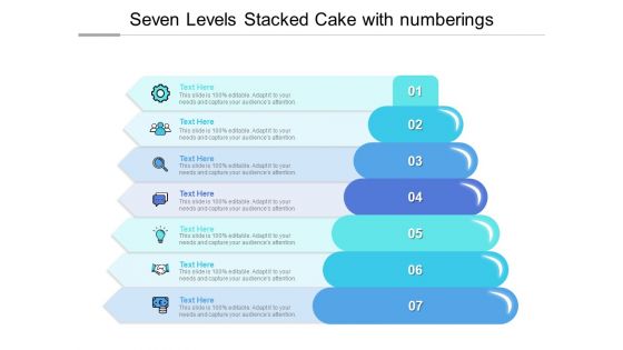 Seven Levels Stacked Cake With Numberings Ppt PowerPoint Presentation Ideas Gallery PDF