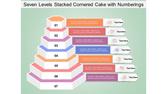 Seven Levels Stacked Cornered Cake With Numberings Ppt PowerPoint Presentation Layouts Slides PDF