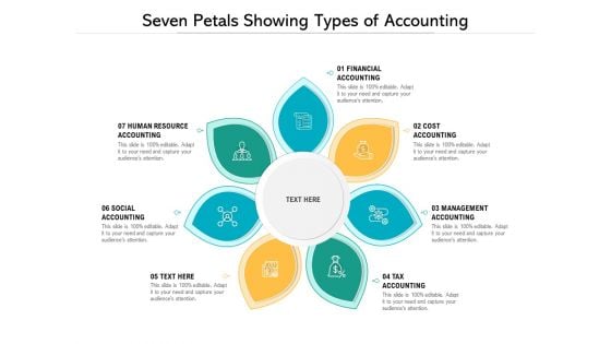 Seven Petals Showing Types Of Accounting Ppt PowerPoint Presentation Layouts Deck PDF