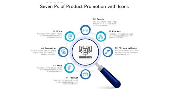 Seven Ps Of Product Promotion With Icons Ppt PowerPoint Presentation Icon Diagrams PDF