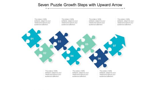 Seven Puzzle Growth Steps With Upward Arrow Ppt Powerpoint Presentation Ideas Sample