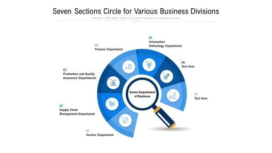 Seven Sections Circle For Various Business Divisions Ppt PowerPoint Presentation File Background Designs PDF