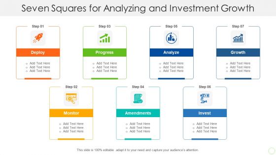 Seven Squares For Analyzing And Investment Growth Clipart PDF