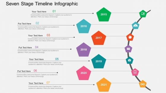 Seven Stage Timeline Infographic Powerpoint Templates