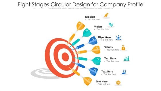 Seven Stages Circular Design For Company Profile Ppt PowerPoint Presentation File Structure PDF