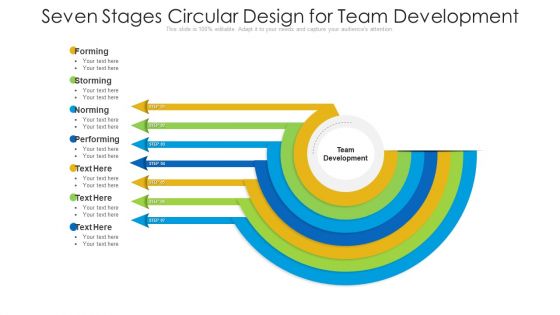 Seven Stages Circular Design For Team Development Ppt PowerPoint Presentation File Format PDF