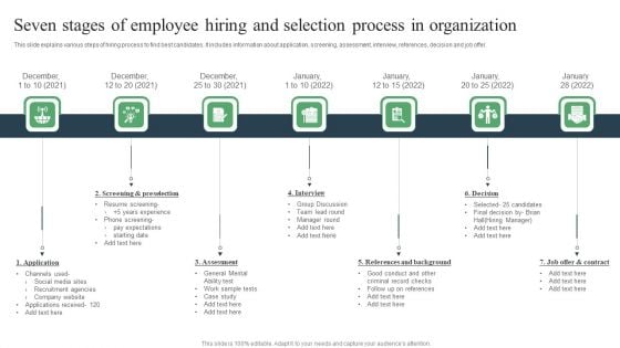 Seven Stages Of Employee Hiring And Selection Process In Organization Ppt PowerPoint Presentation Professional Format PDF