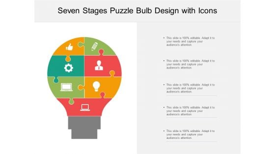 Seven Stages Puzzle Bulb Design With Icons Ppt PowerPoint Presentation Layouts Visuals